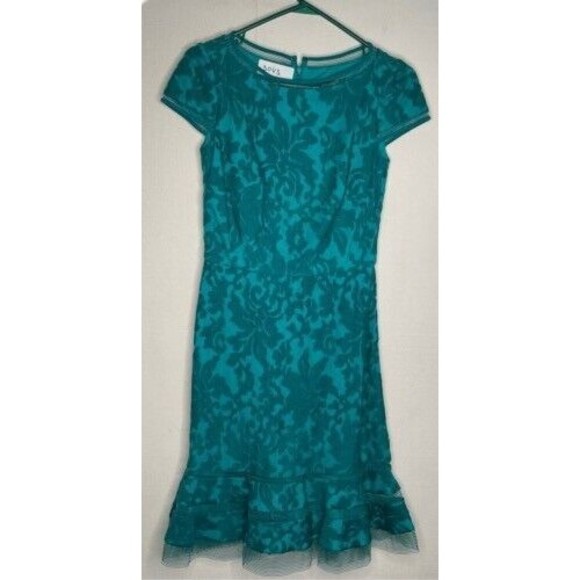 Tadashi Shoji BoatNeck Embroidered Lace Fit&Flare Fairy Midi Dress Women Size 4 - Picture 1 of 13
